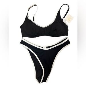 Fabletics Black and White Swim Top